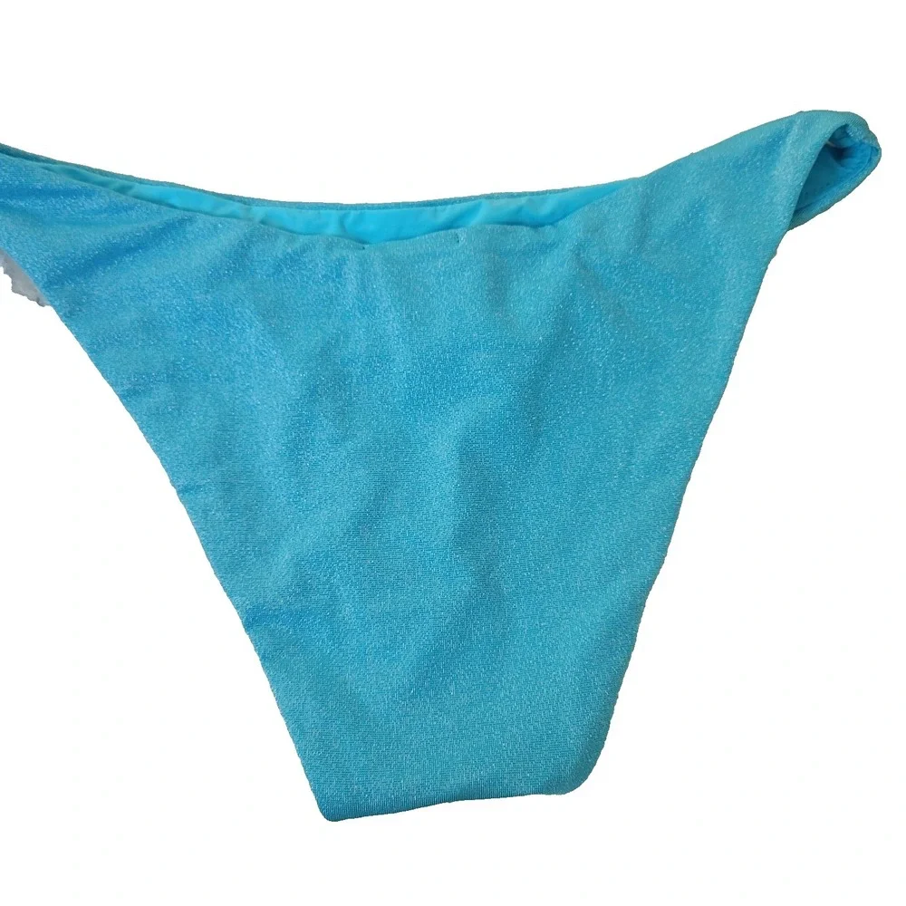 Aqua Swim Bikini Bottom Womens Medium Hipster‎ Stretch Shimmer NWT Swimwear blue